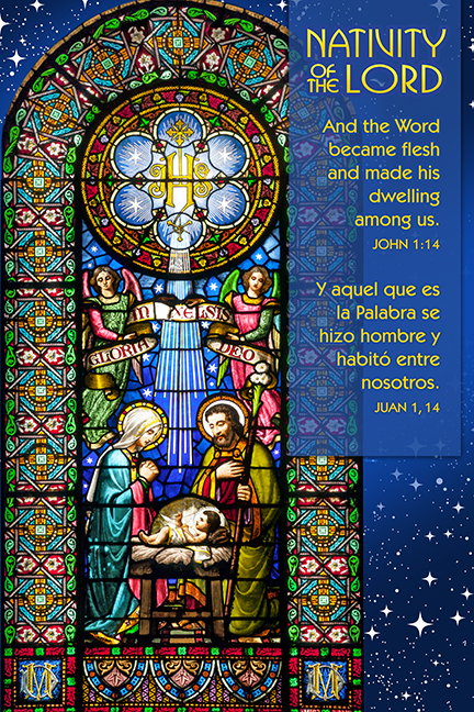 Stained Glass Nativity Jesus Mary Joseph Monastery Montserrat Catalonia Spain