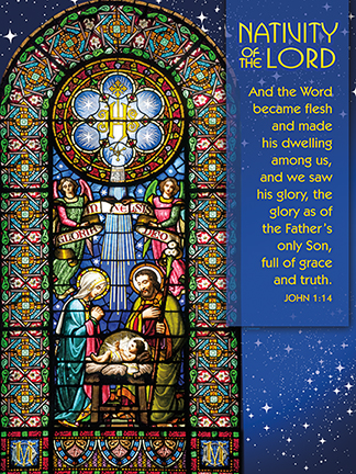 Stained Glass Nativity Jesus Mary Joseph Monastery Montserrat Catalonia Spain