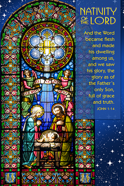 Stained Glass Nativity Jesus Mary Joseph Monastery Montserrat Catalonia Spain