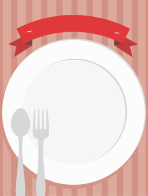 White Plate with Red Banner