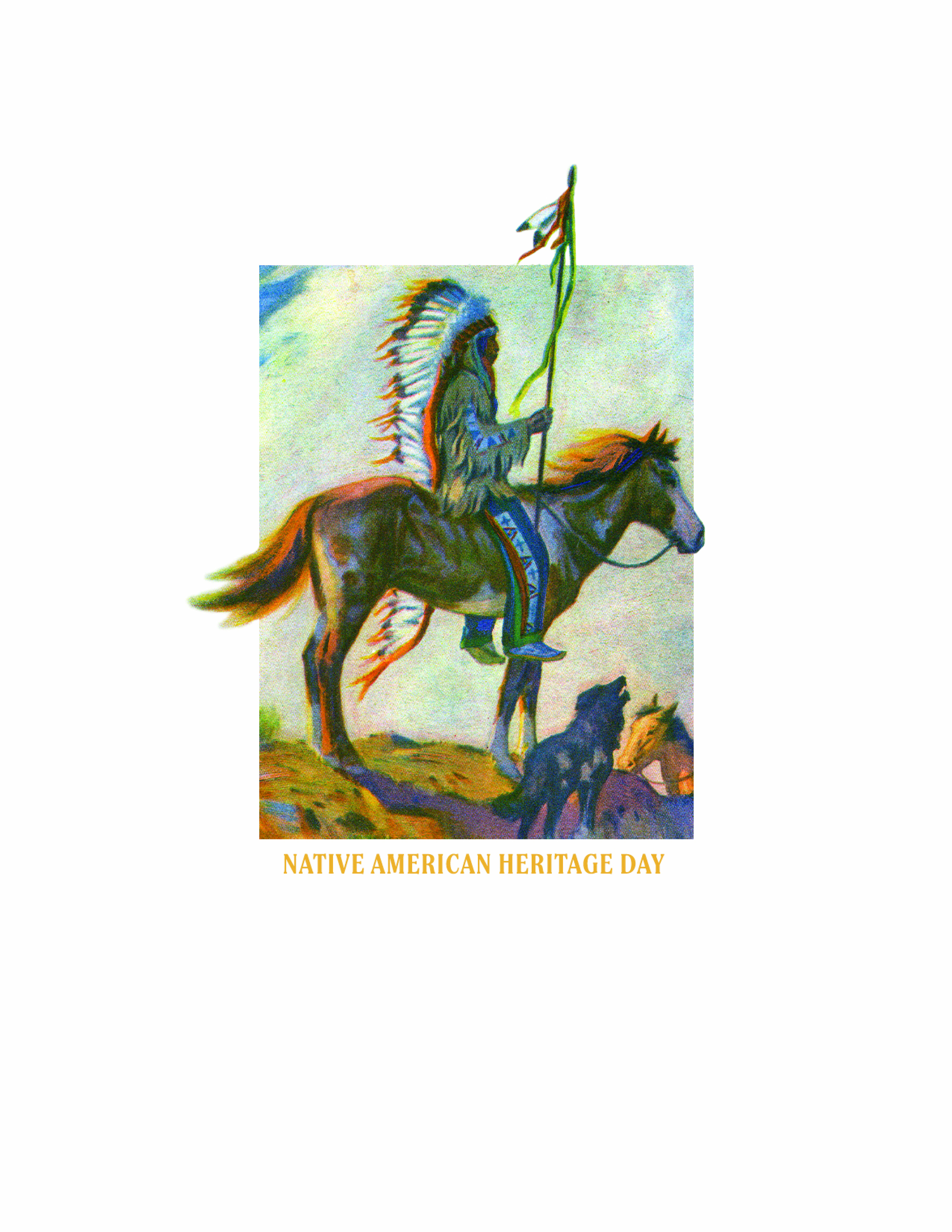 Native American Heritage Day - Centered - Rectangle - Horseback