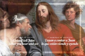 Go And Tell John. Advent Bilingual Half Page