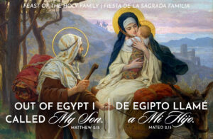 Out of Egypt Holy Family Bilingual Half Page