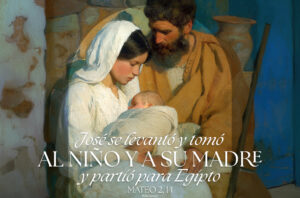 Joseph Took the Child and His Mother Holy Family Spanish Half Page