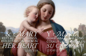 Mary Kept All These Things Mother of God Bilingual Half Page