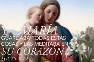 Mary Kept All These Things Mother of God Spanish Half Page