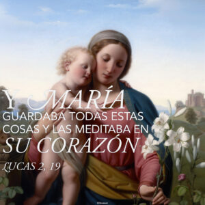 Mary Kept All These Things Mother of God Spanish Square